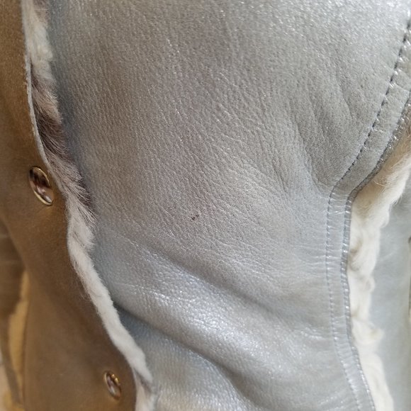 Dolce & Gabbana Italian Silver Leather Coat Jacket Size 24 / 38 - Picture 11 of 16